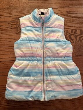 Calvin Klein Girls' Pastel Stripe Puffer Vest - Blue, Pink, Yellow, Cream